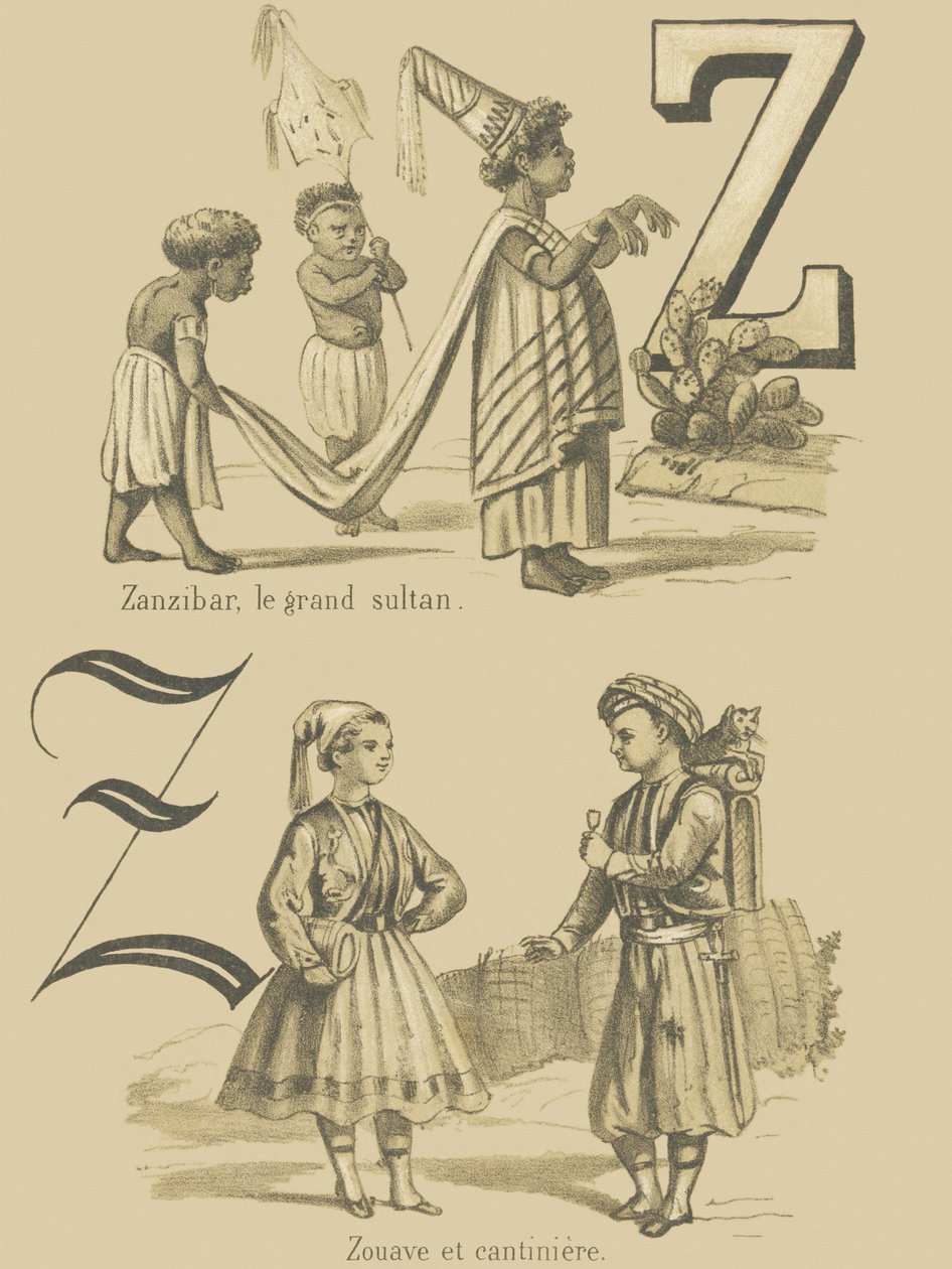 Z: Zanzibar, wielki sułtan/Zuave i cantiniere autorstwa French School