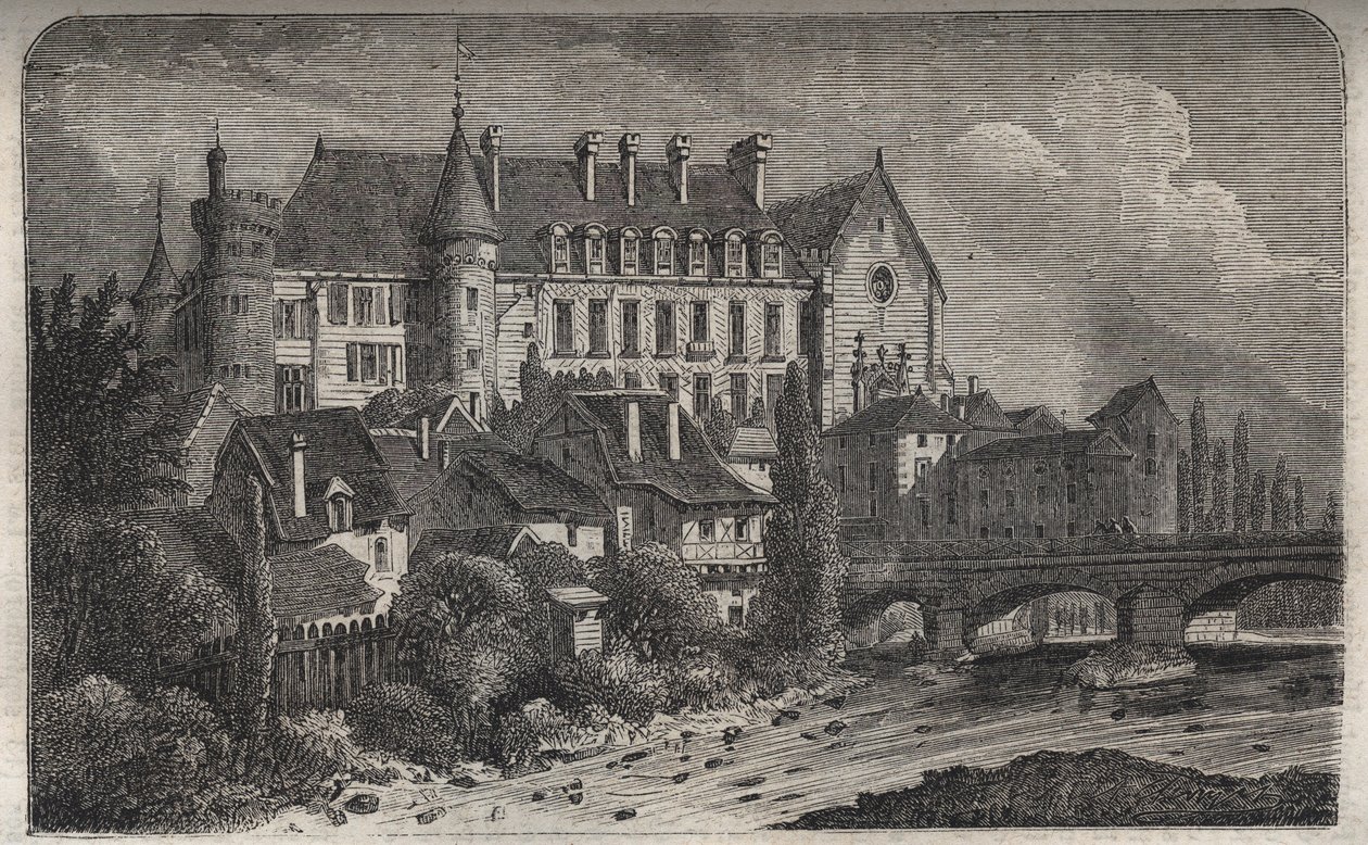 zamek gminy La Palice w Lapalisse, w departamencie Allier, - rycina w „Histoire de France” autorstwa Victora Duruy (1811-1894) - 1882 autorstwa French School