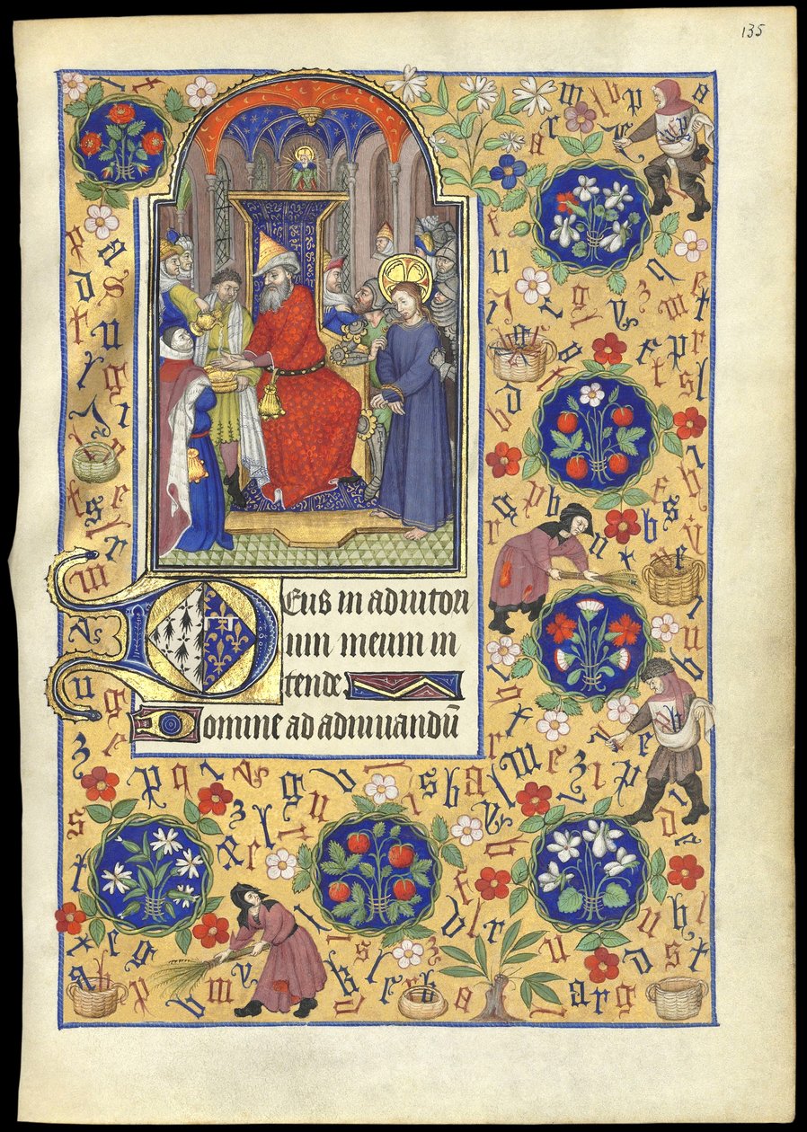 f.135r Miniatura Piłata umywającego ręce o losie Jezusa, z 