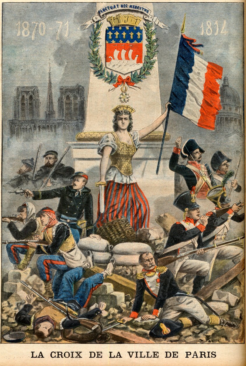 fluctuat nec mergitur - W herbie Paryża umieszczony jest krzyż miasta, ilustracja z angielskiej gazety „Le Petit Journal” 5 maja autorstwa French School