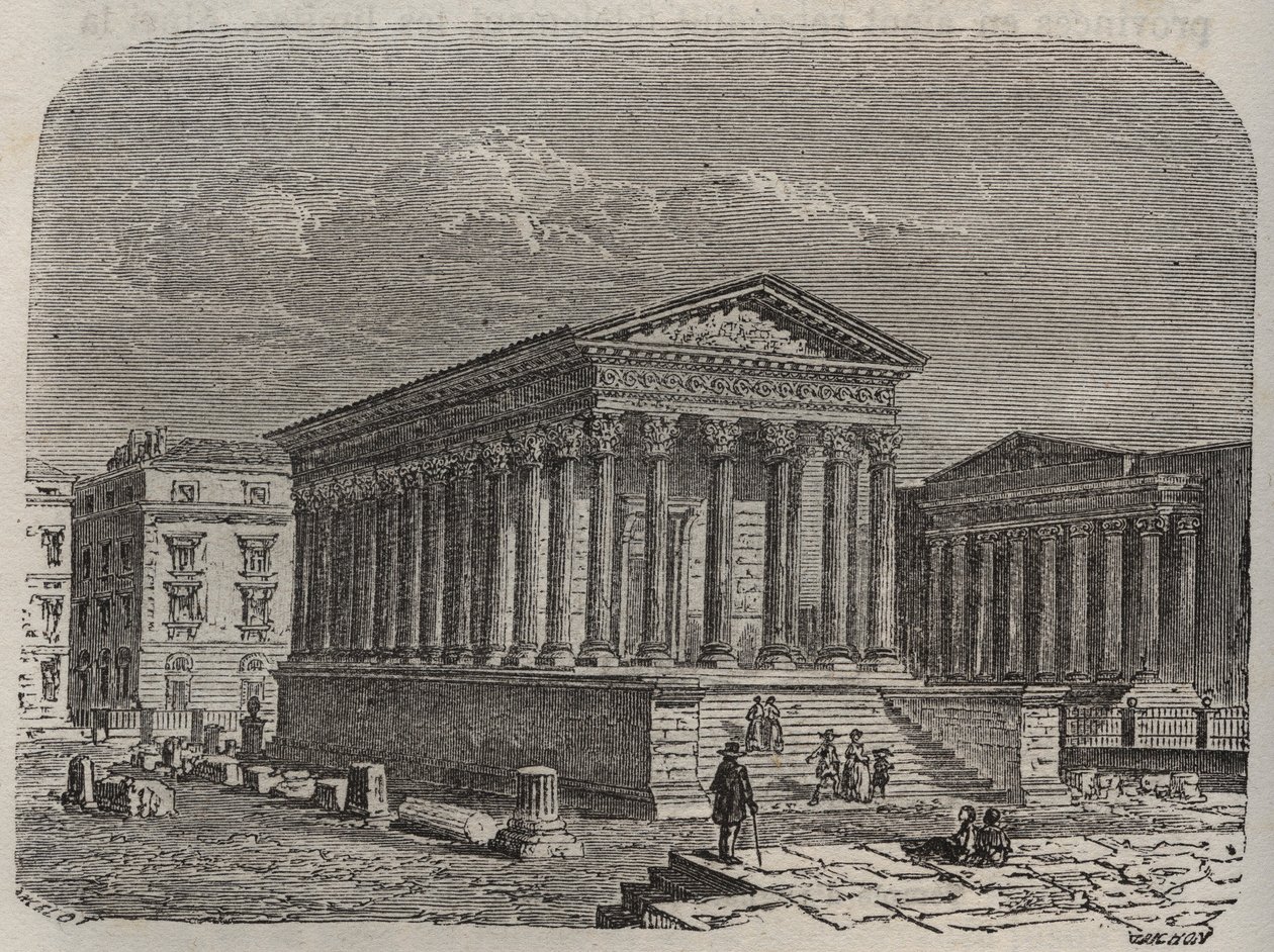 Okładka Carree de Nimes - Francja, Langwedocja-Roussillon, Gard - grawer w „Histoire de France” autorstwa Victora Duruy (1811-1894) - 1882 autorstwa French School