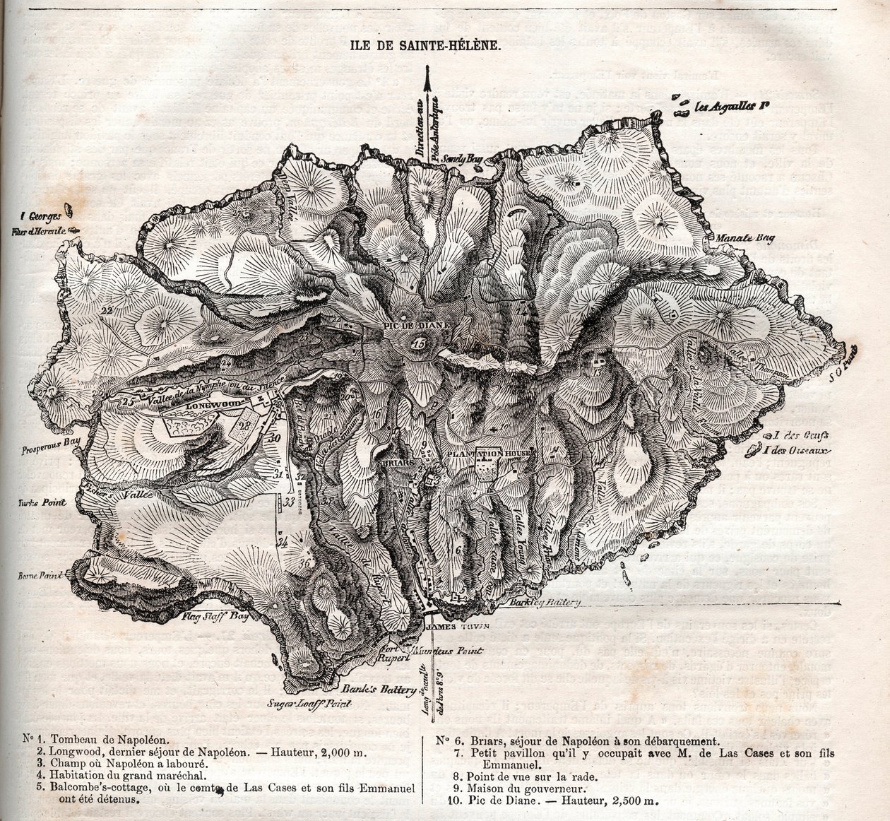 mapa wyspy Świętej Heleny, grawer autorstwa French School