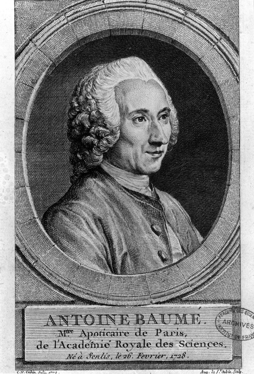 portret Antoine Baumé (1728-1804), francuskiego chemika i farmaceuty. Apoticaire de Paris. Grawerowanie z 1772 roku. autorstwa French School