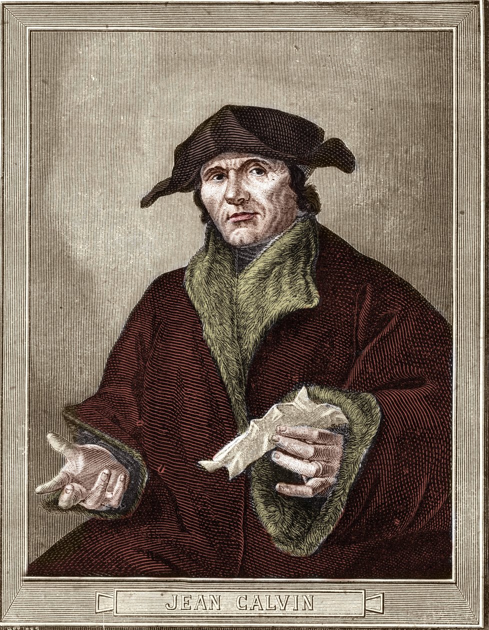 portret Jana Kalwina (1509-1564), francuskiego reformatora religijnego i pisarza. autorstwa French School