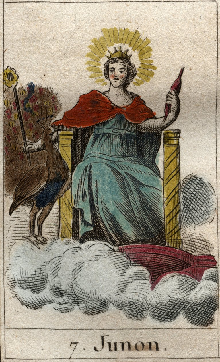 reprezentacja boskiej Junony, królowej bogów i nieba, jest siostrą i żoną Jowisza (Reprezentacja Junony, królowej bogów, żony i siostry Jowisza). Z „Mitologii młodości” Pierre