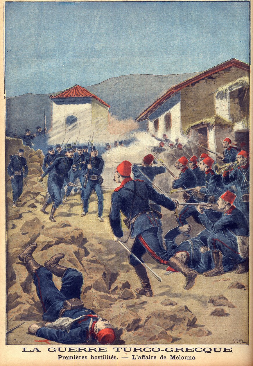 wojna grecko-turecka z 1897 roku (wojna trzydziestodniowa) - jedna z pierwszych bitew w Tesalii autorstwa French School