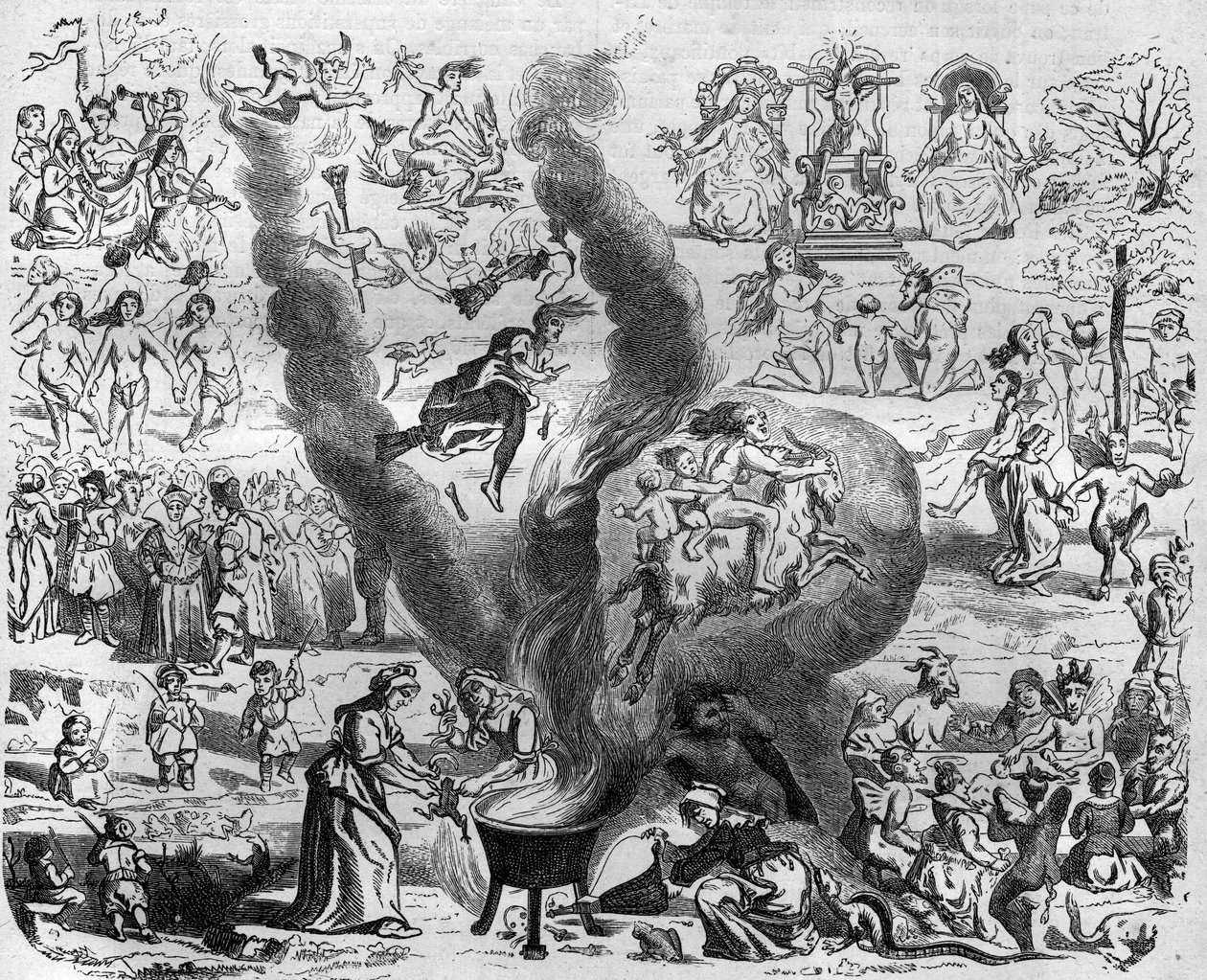 przesądy roku tysiąca: szabat. Grawer w „Histoire des Papes-Rois-Queen and Empereurs a travers les Century” Maurice Lachatre autorstwa French School