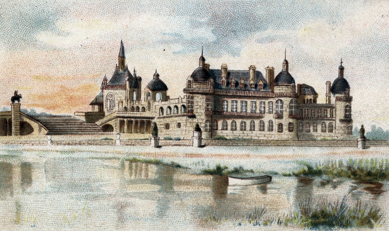 widok na zamek Chantilly (Oise). autorstwa French School