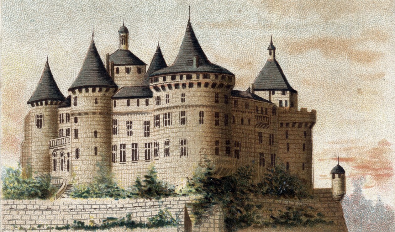 widok na zamek Chastellux (Yonne). autorstwa French School