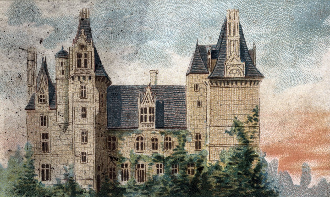 widok na zamek Montigny-le-Ganelon (Montigny le Ganelon) (Eure et Loir). autorstwa French School