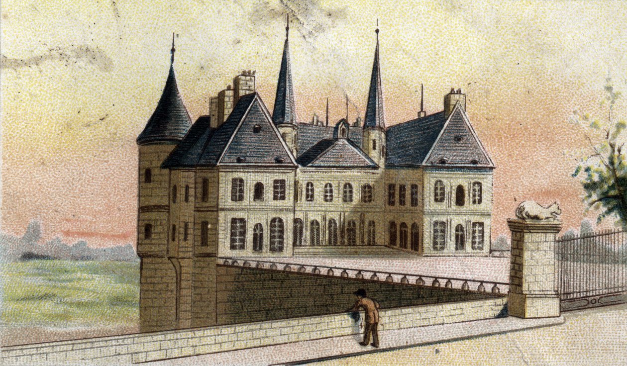 widok na zamek Randan (Puy de dome) autorstwa French School