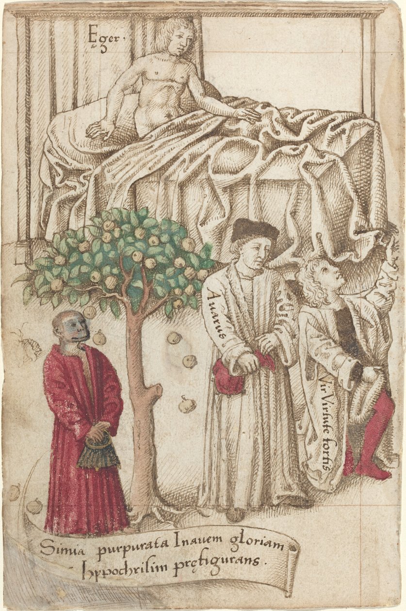 Małpa w purpurze z chorym, dobrym i skąpcem [fot. 36 wersów] autorstwa French early 16th Century
