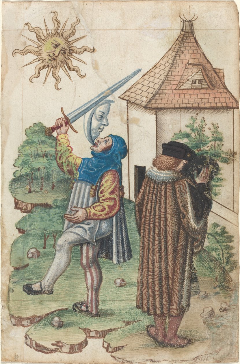 „Nie mów przeciwko słońcu” i „Nie kieruj wody w stronę słońca” [fot. 39 odbytu] autorstwa French early 16th Century