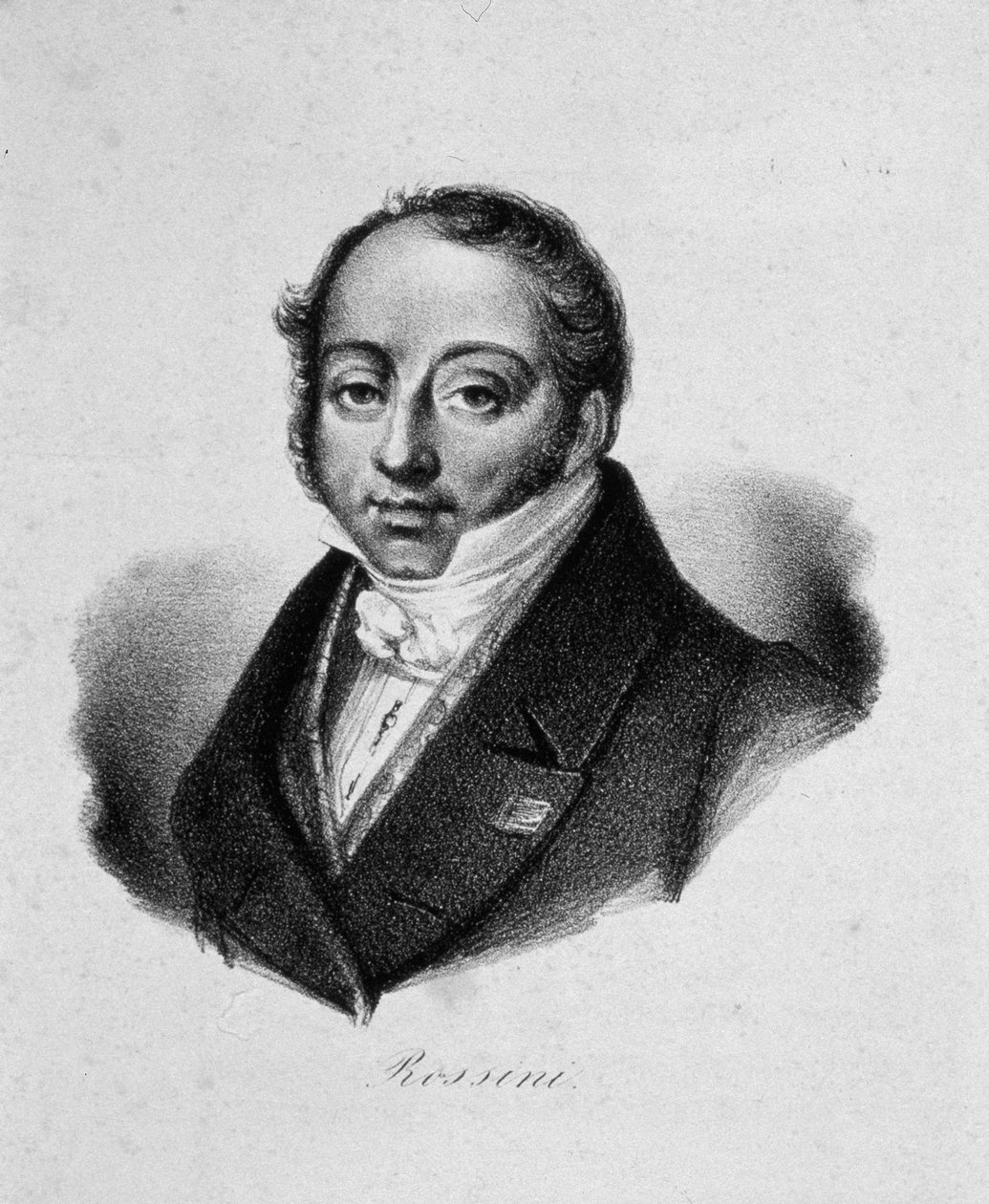 Portret kompozytora Gioachino Antonio Rossiniego 1792-1868, XIX wiek. autorstwa French master.