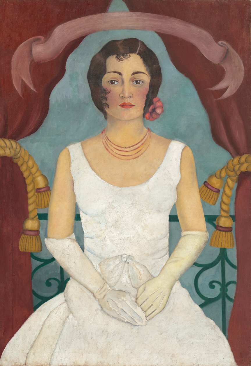 Portret damy w bieli, ok. 1929 (olej na płótnie) autorstwa Frida Kahlo