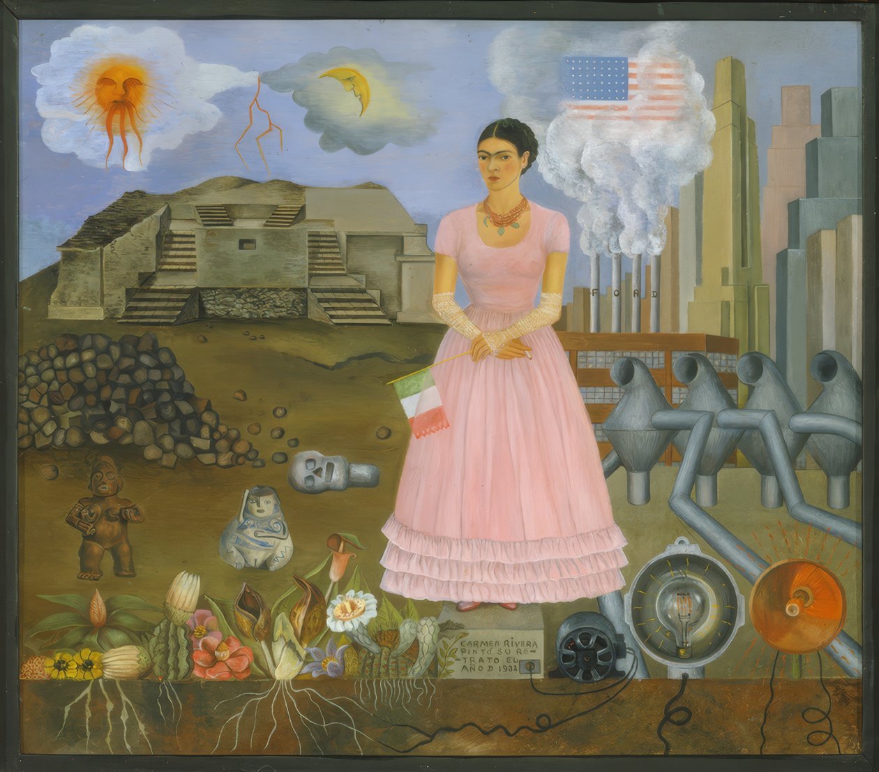 Autoportret na granicy Meksyku i Stanów Zjednoczonych autorstwa Frida Kahlo