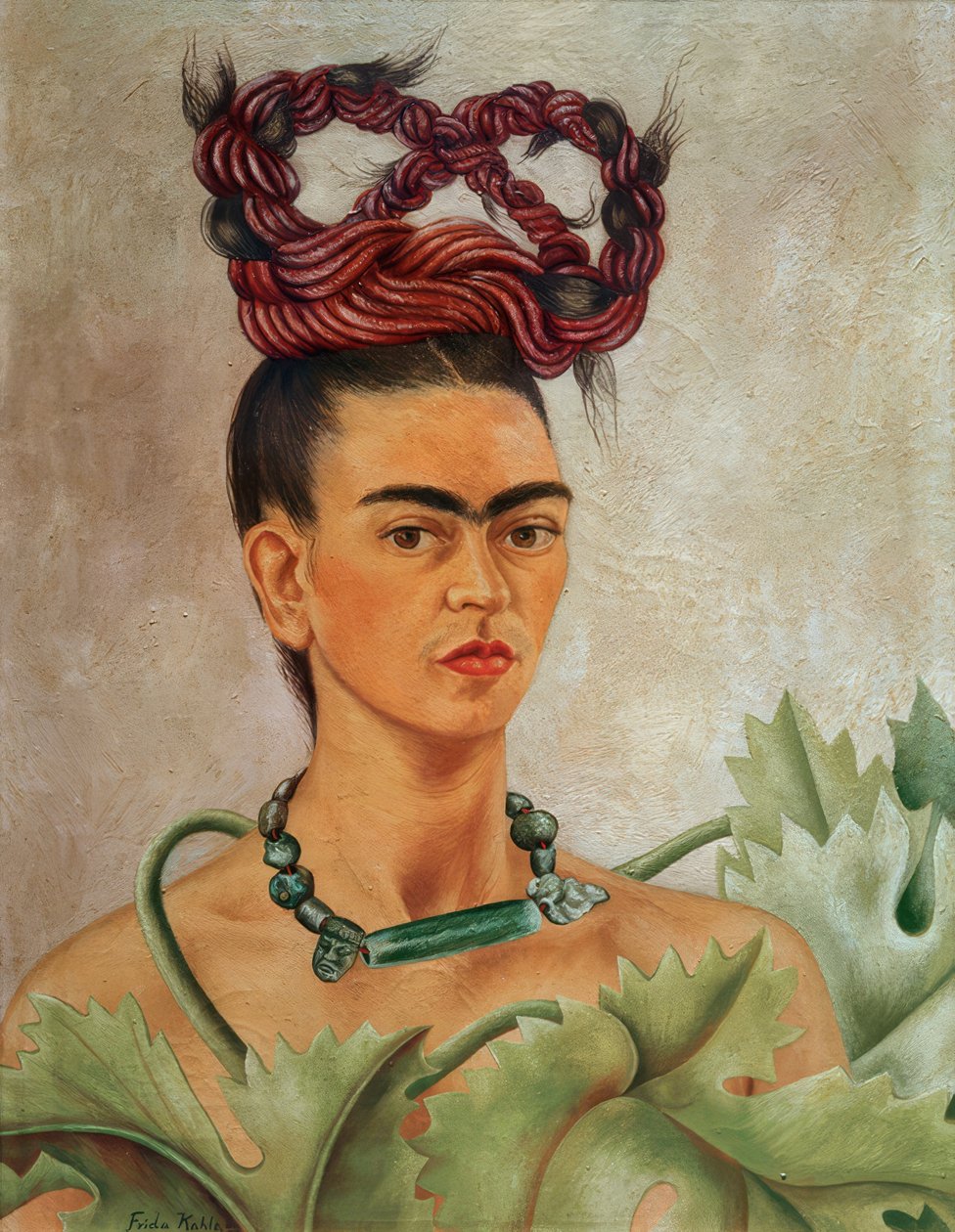 Autoportret z płytą autorstwa Frida Kahlo