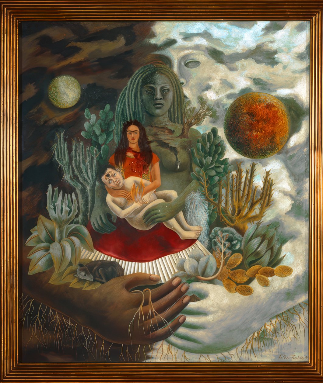 Miłosny uścisk wszechświata i ziemi (Meksyk), Ja, Diego i pan Xólotl, 1949 r. autorstwa Frida Kahlo