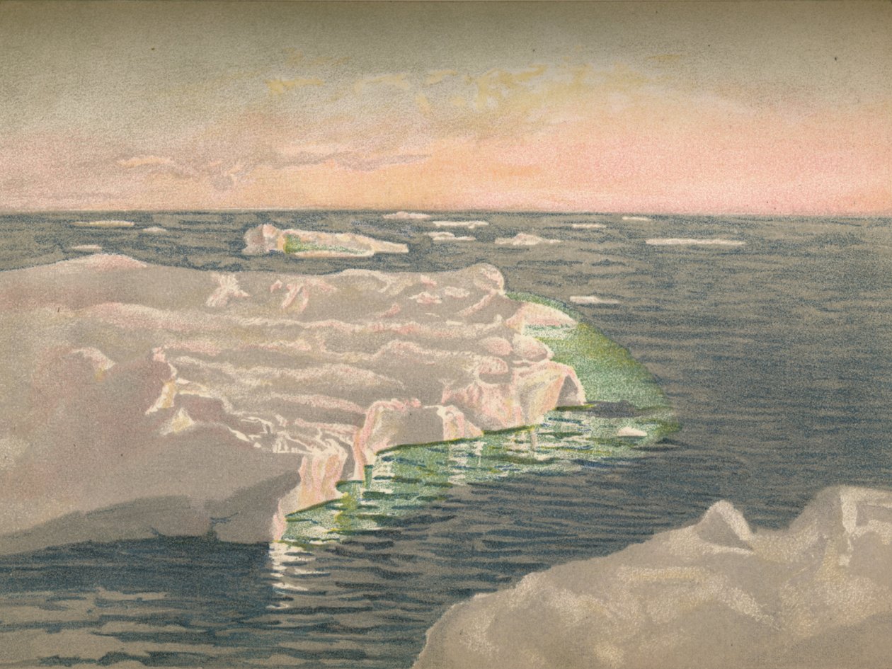 O zachodzie słońca, 22 września 1893. Szkic akwarelowy, 1893, 1897 autorstwa Fridtjof Nansen