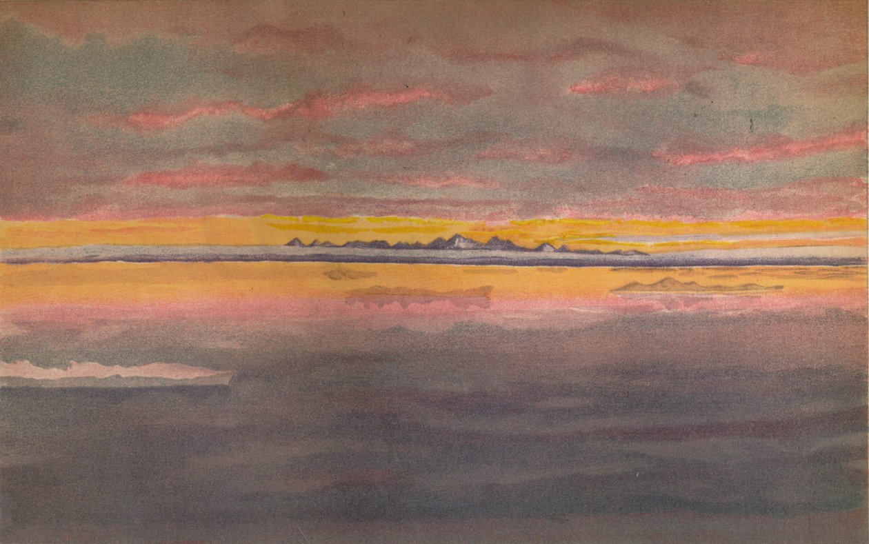 Zachód słońca na północnym wybrzeżu Azji, na północ od ujścia Chatanga, 1893, 1897 autorstwa Fridtjof Nansen