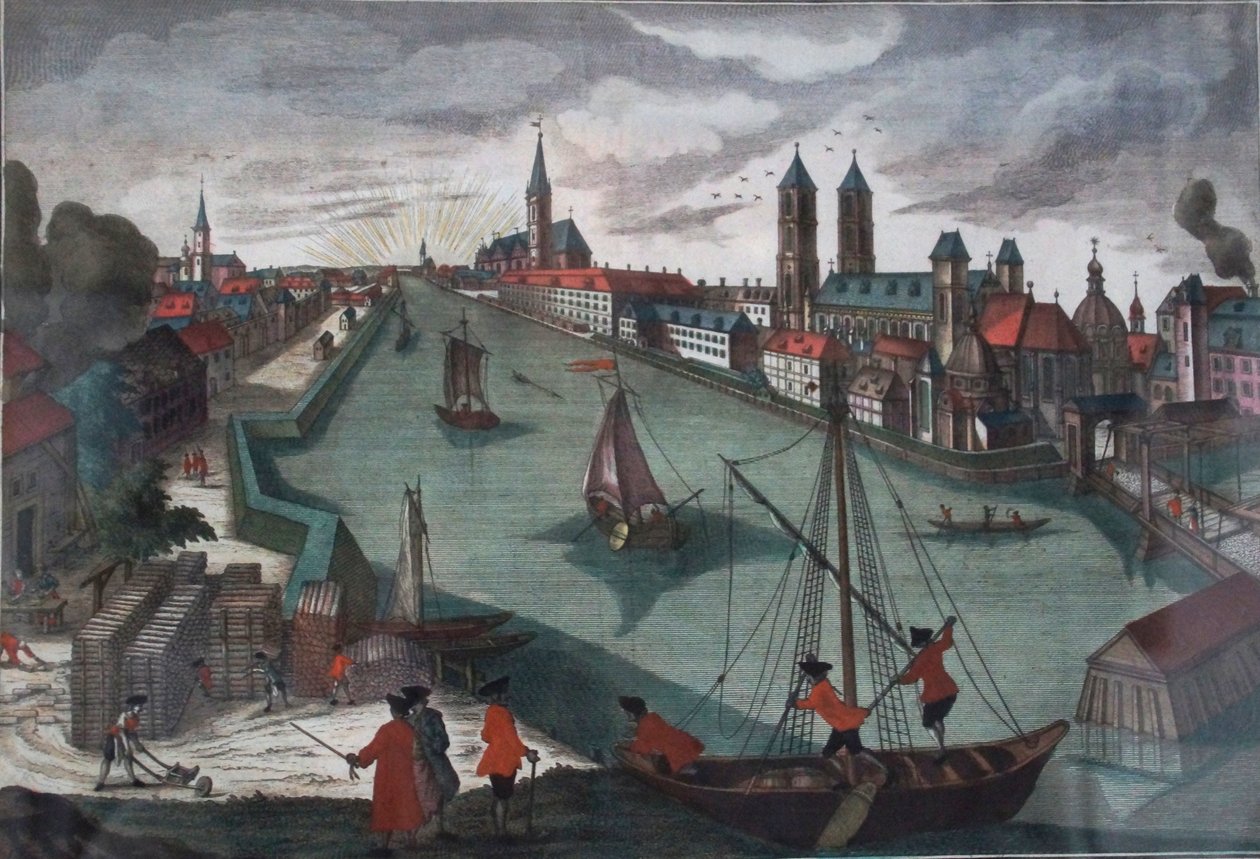 Wrocław, widok od wschodu na wyspę katedralną autorstwa Friedrich Bernhard Werner