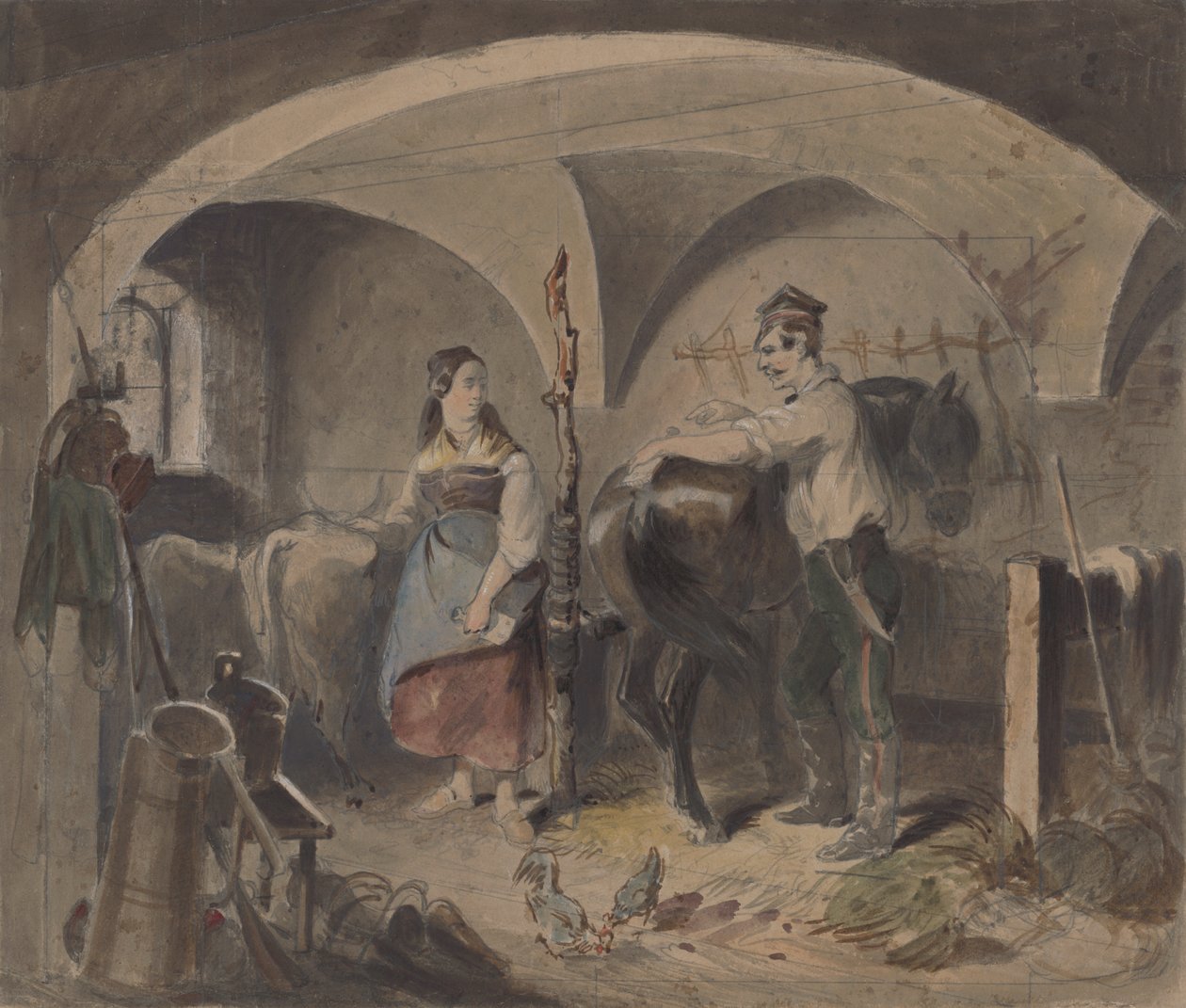 W stajniach II autorstwa Friedrich Carl von Scheidlin