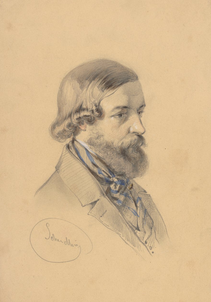 Studium brodatego mężczyzny autorstwa Friedrich Carl von Scheidlin