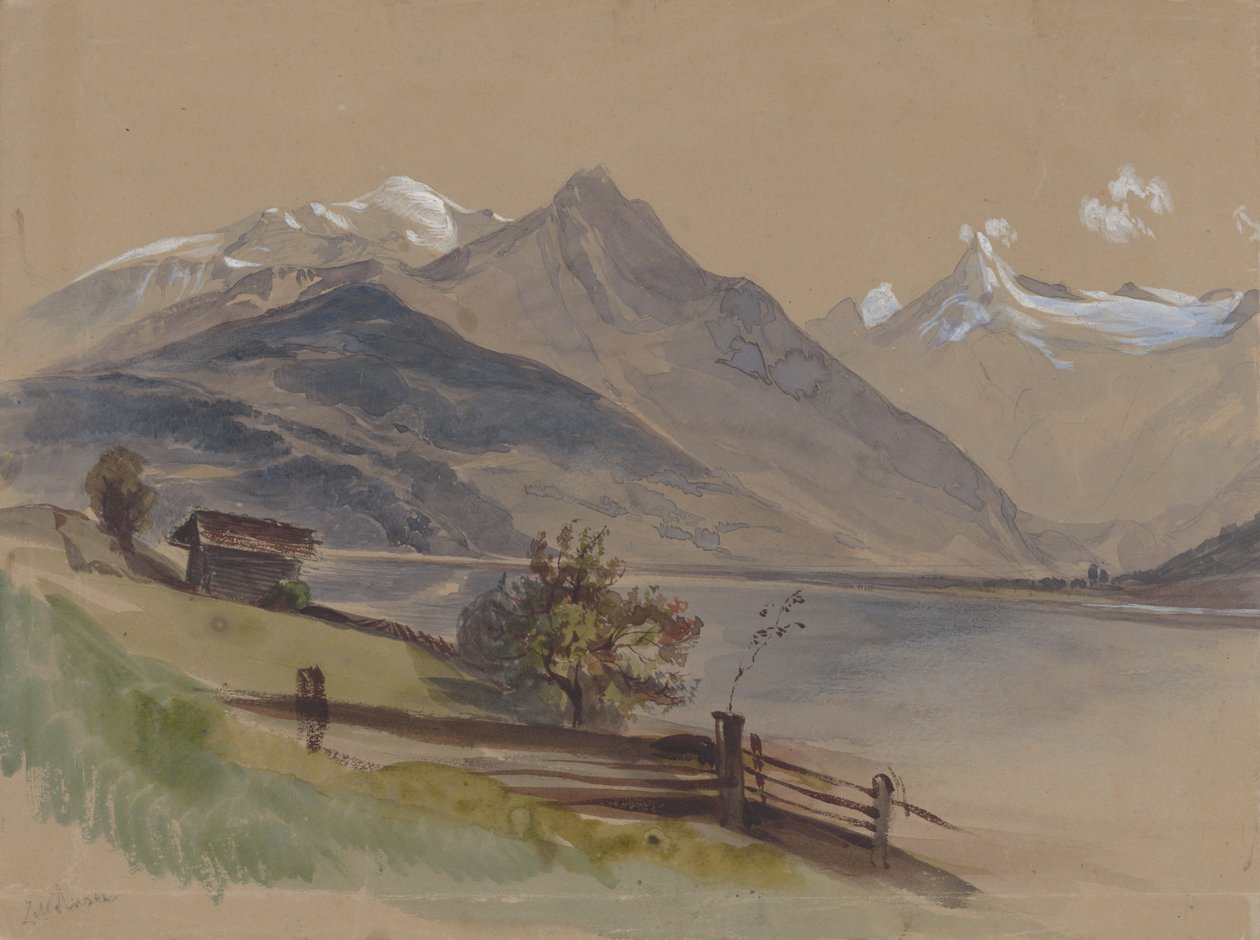 Alpejski krajobraz z jeziorem autorstwa Friedrich Carl von Scheidlin