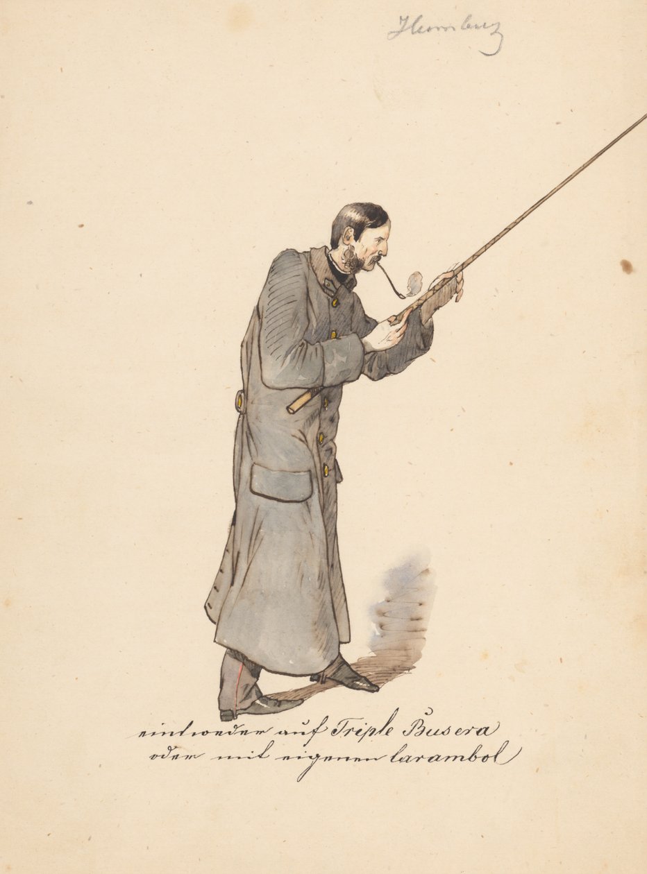 Mężczyzna w długim wojskowym płaszczu z kijem autorstwa Friedrich Carl von Scheidlin