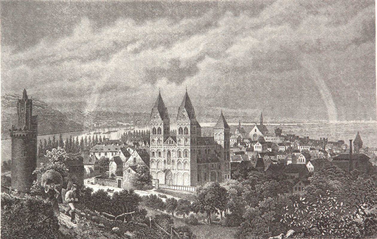 Andernach. Staloryt z albumu o Renie autorstwa Pierre Joseph Redouté
