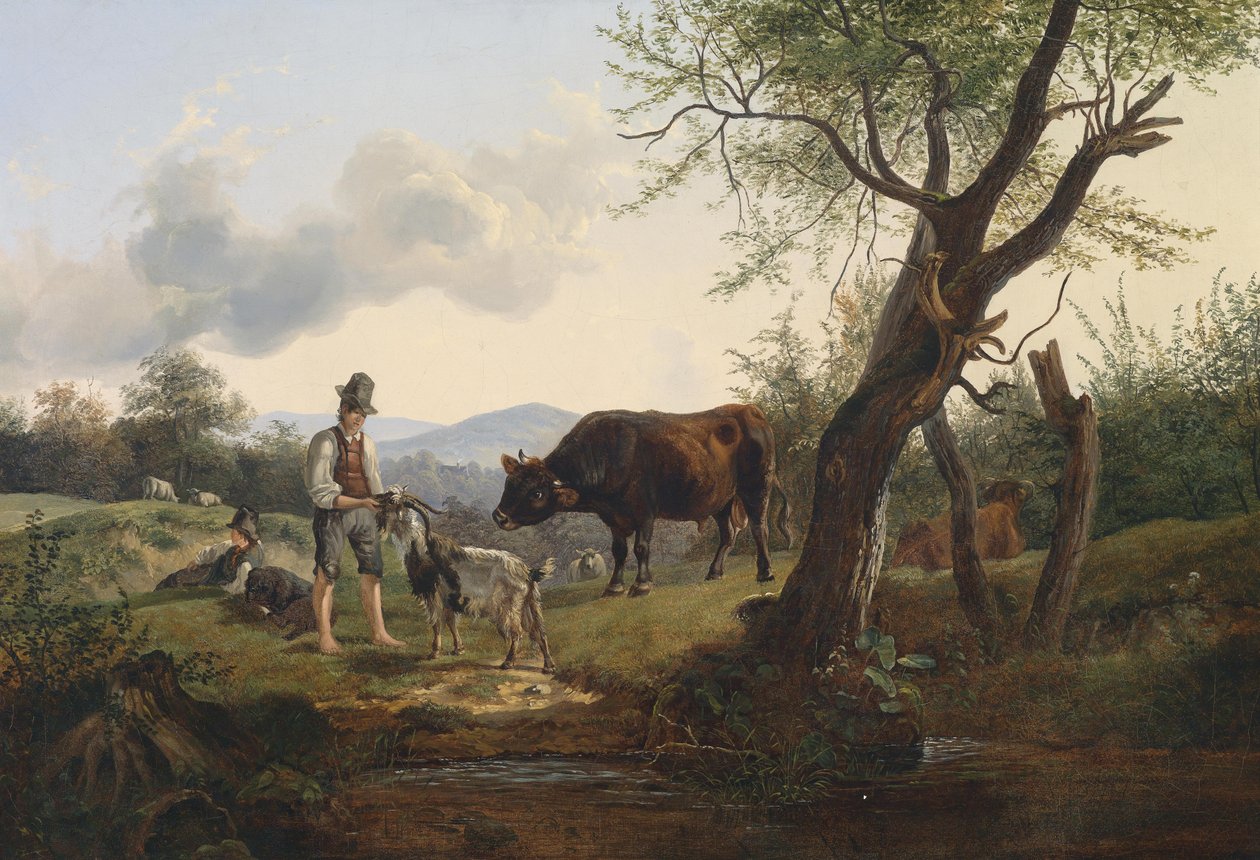 Pasterz z kozą autorstwa Friedrich Gauermann