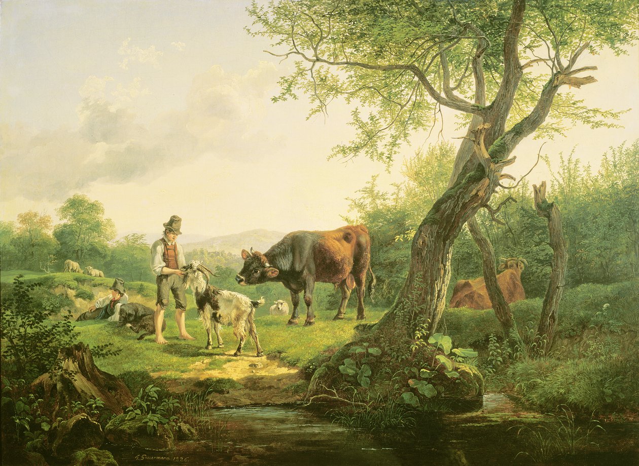 Pejzaż z pasterzem, 1826 autorstwa Friedrich Gauermann