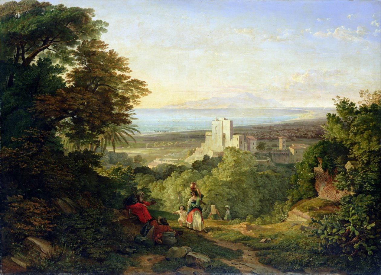 Terracina болон Monte Circeo-ийн үзэмж, 1833 оны поли autorstwa Friedrich Nerly