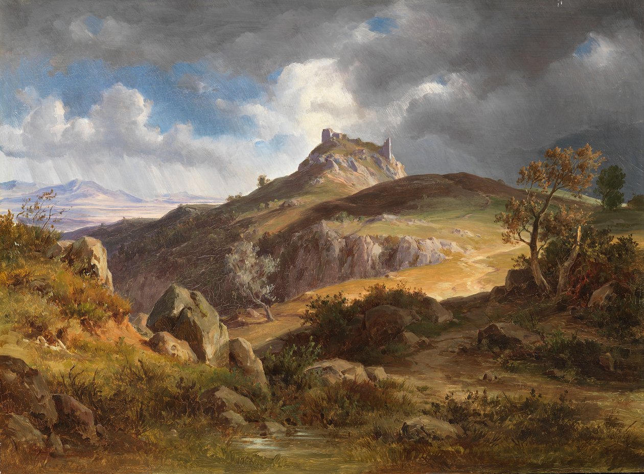 Widok na ruiny Canossa autorstwa Friedrich Preller the Younger