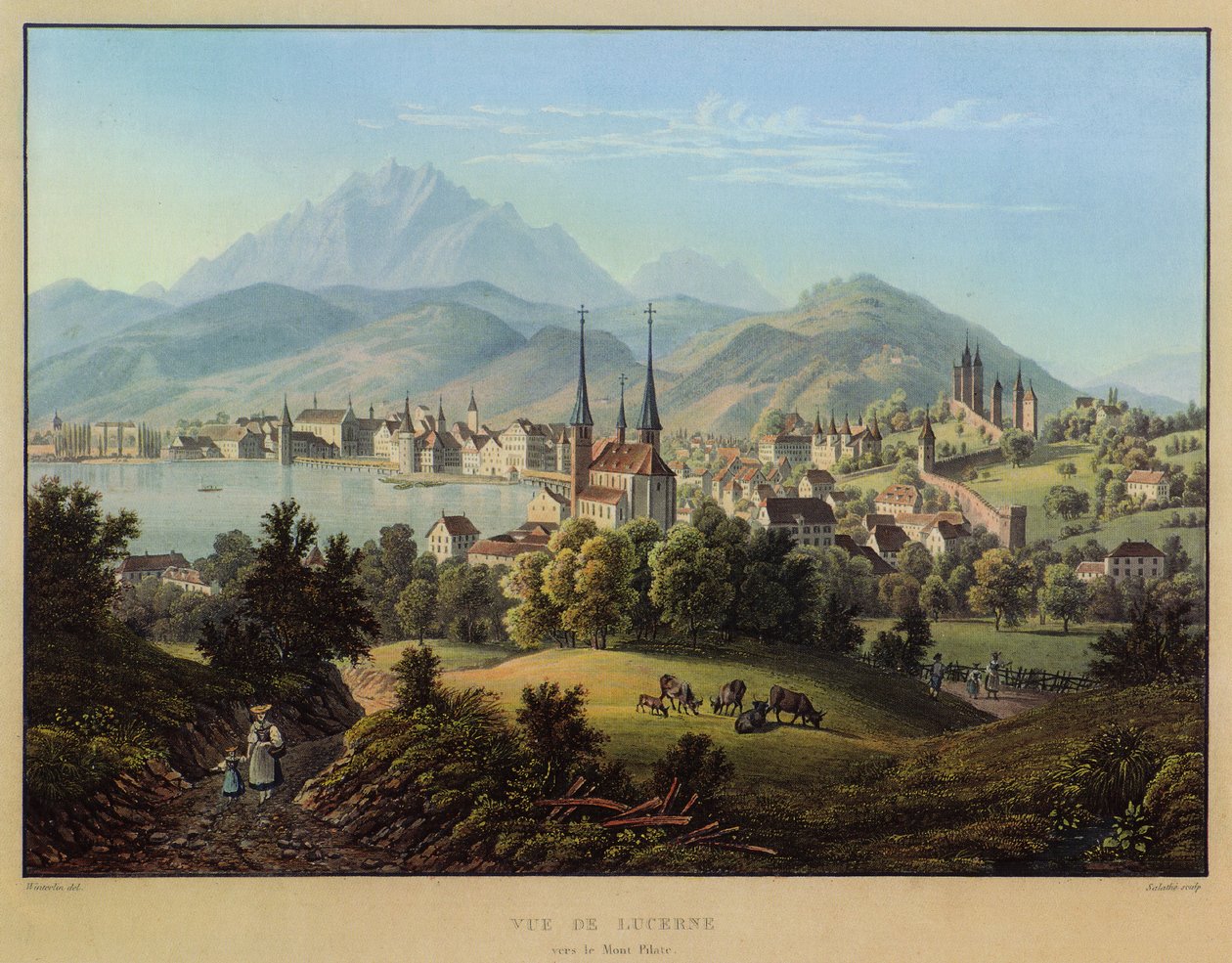 WIDOK LUCERENY w kierunku góry Pilatus autorstwa Friedrich Salathé