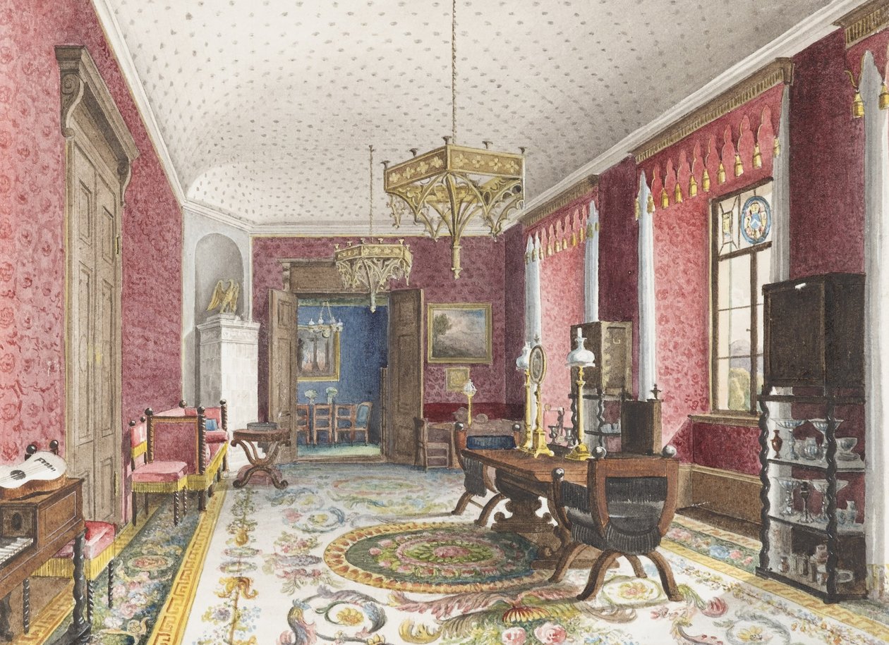 Czerwony pokój, Schloss Fischbach autorstwa Friedrich Wilhelm Klose