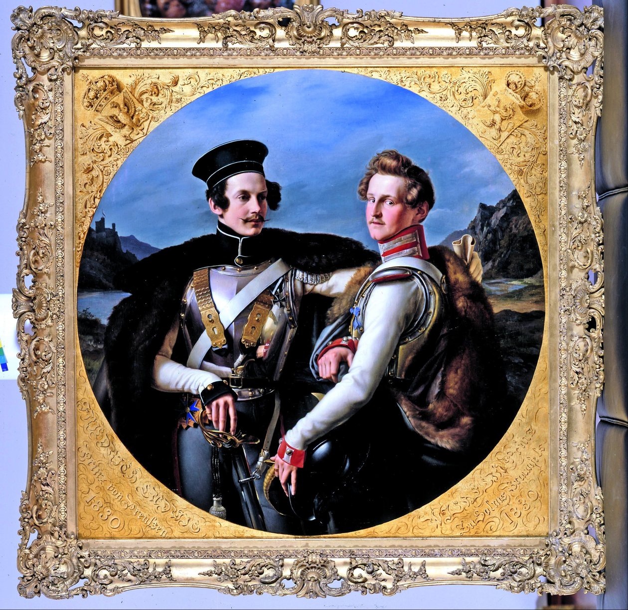 Podwójny portret książąt Fryderyka Wilhelma Prus i Wilhelma zu Solms-Braunfels w mundurze kirasjerów autorstwa Friedrich Wilhelm von Schadow