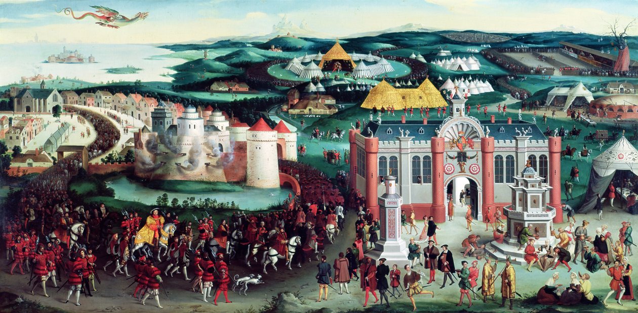 Spotkanie na Polu Złotego Płótna, 7 czerwca 1520, za Hansem Holbeinem Starszym (14605-1524) autorstwa Friedrich Bouterwek