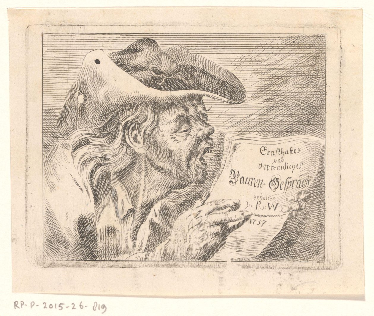 Popiersie starego rolnika z broszurą w rękach autorstwa Friedrich Christian Gottlieb Geyser (possibly)