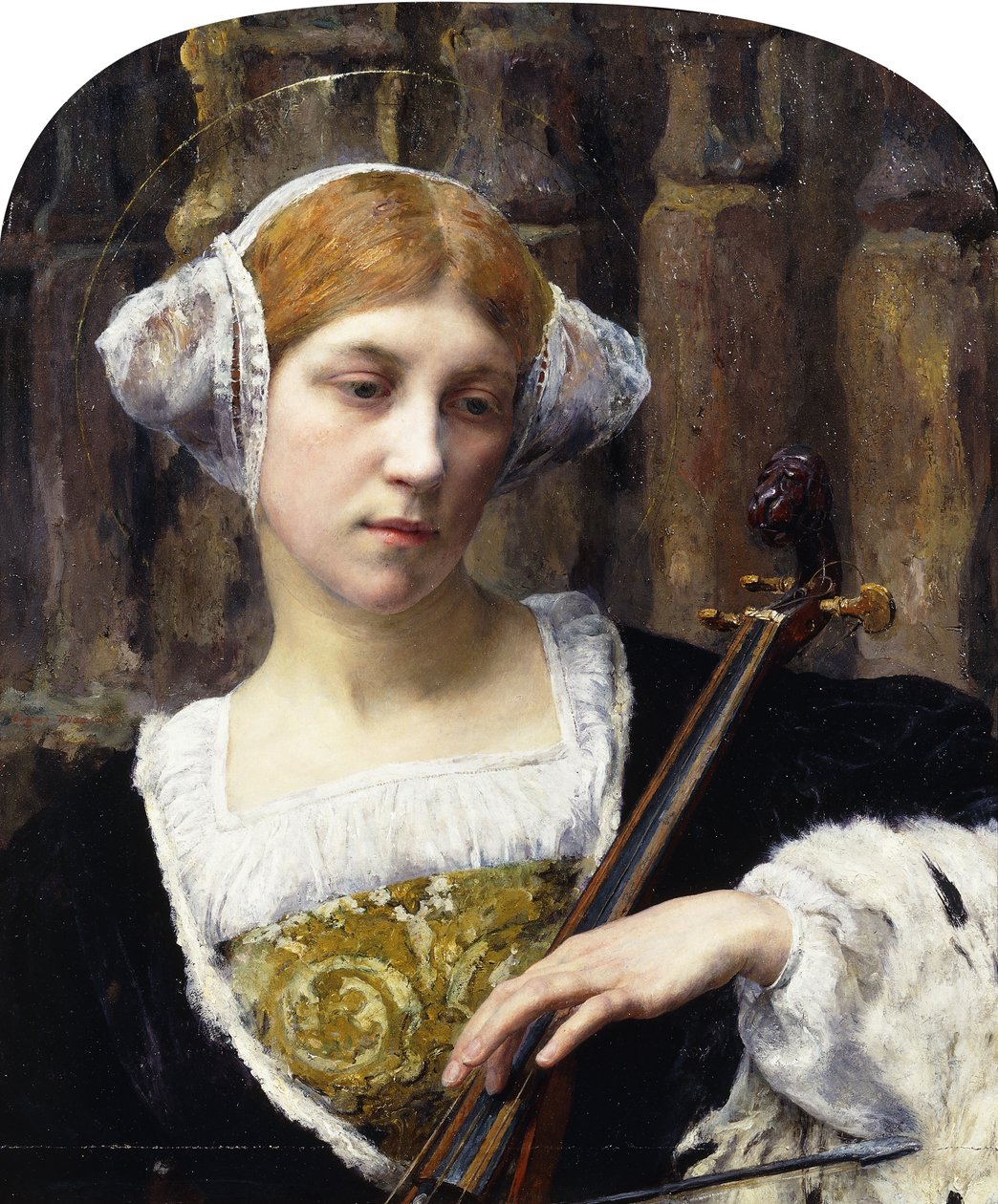 Wiolonczelista; Kobieta z wiolonczelą, autorstwa Friedrich Edouard Meyerheim
