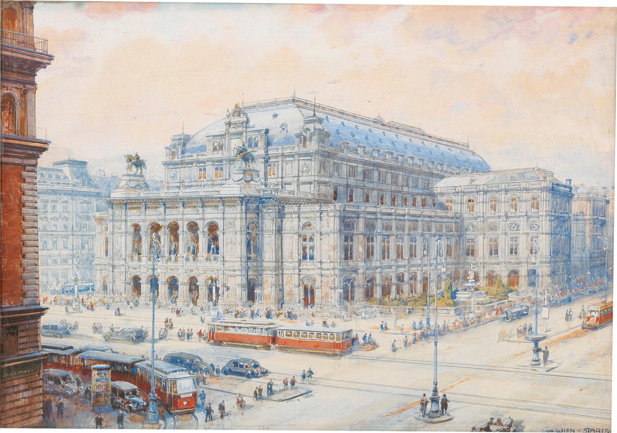 Widok na Wiedeńską Operę Narodową. autorstwa Friedrich Frank
