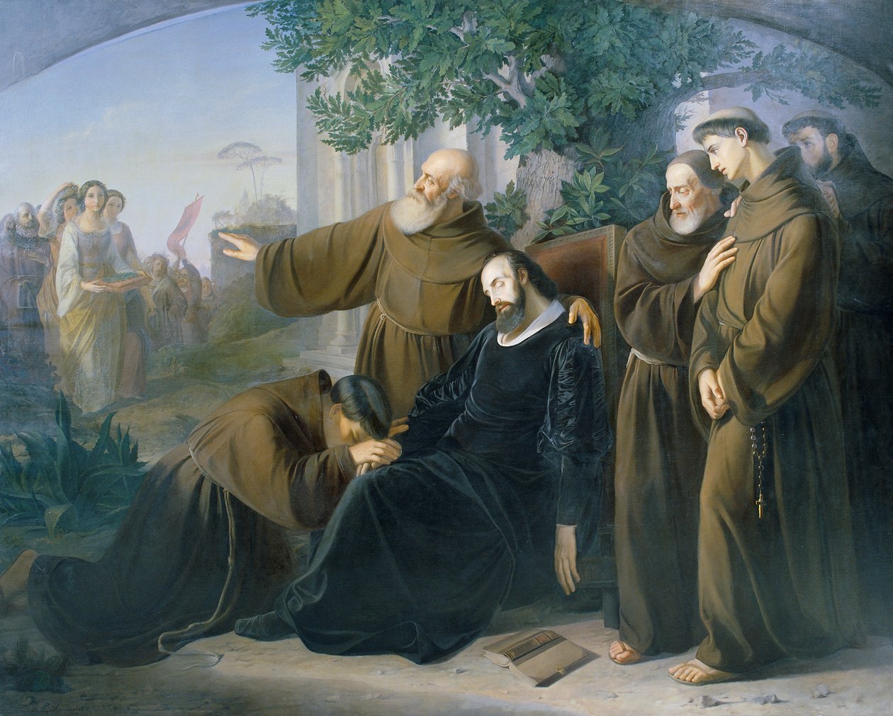 Der Tod Torquato Tassos autorstwa Friedrich Friedländer Ritter von Malheim