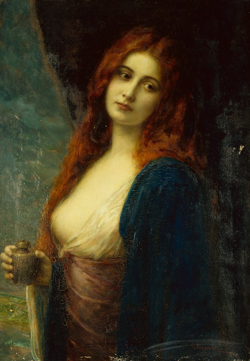 Młoda dziewczyna (olej na płótnie) autorstwa Friedrich Georg Papperitz