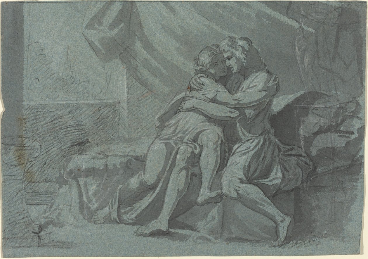 Obejmując kochanków w klasycznej sukience / Kobieta w klasycznej sukience patrząca w górę autorstwa Friedrich Heinrich Füger after Raphael