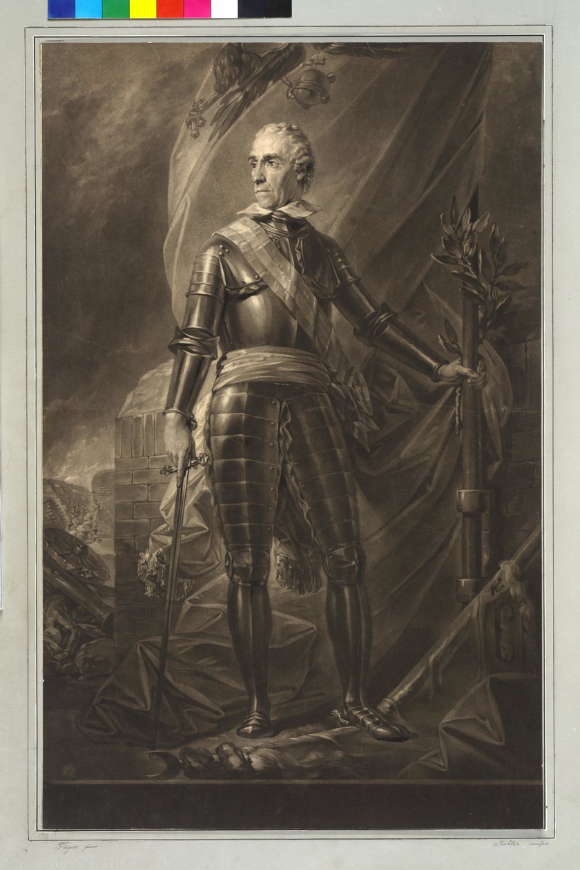 Gideon Ernst baron von Loudon (mezzotinta) autorstwa Friedrich Heinrich Fuger