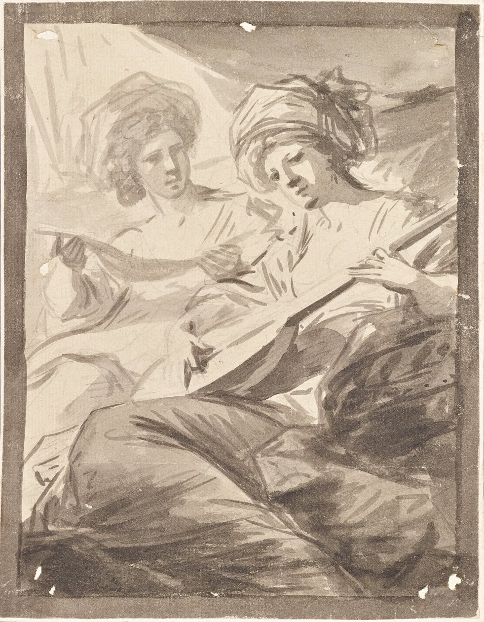 Dwie kobiety z mandoliną (badanie do podwójnego portretu sióstr Victoire i Sophie von Fries?) autorstwa Friedrich Heinrich Fuger