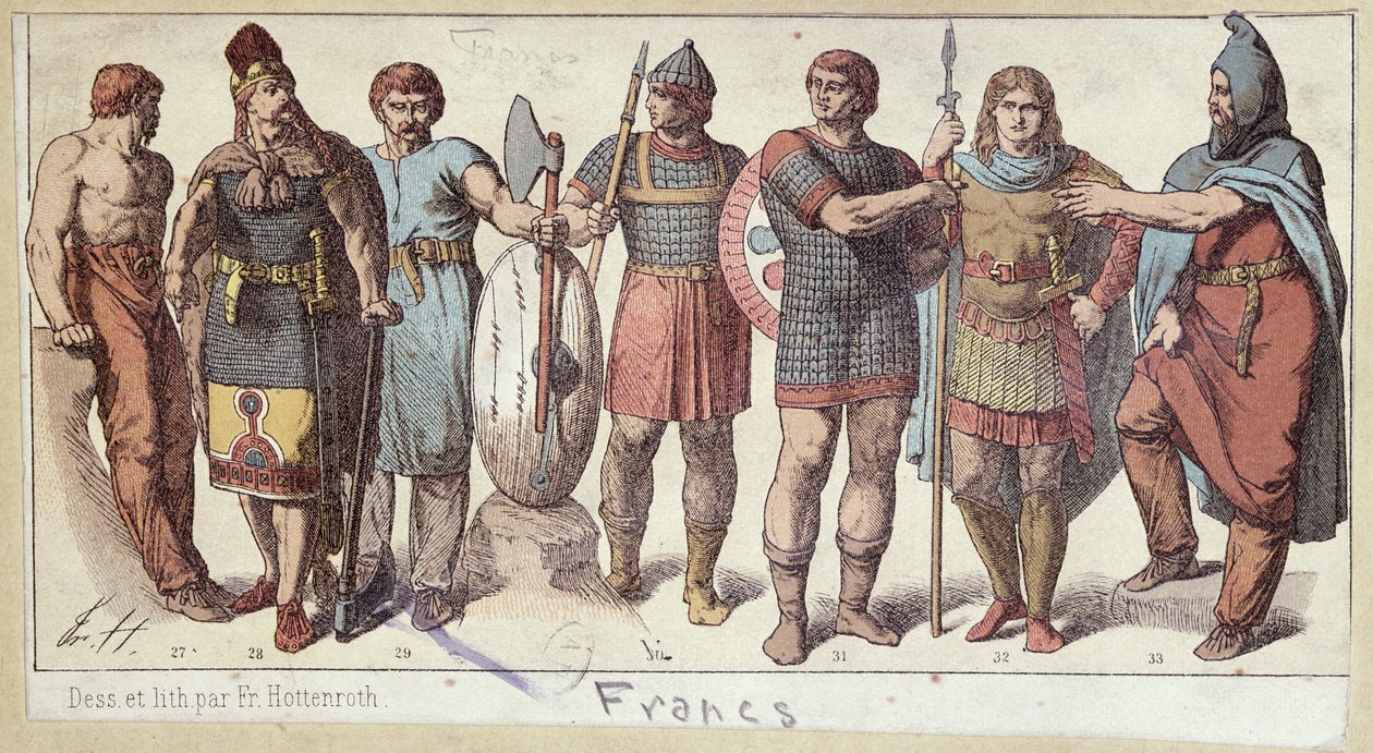 Kostiumy żołnierzy frankońskich, ok.1880 autorstwa Friedrich Hottenroth