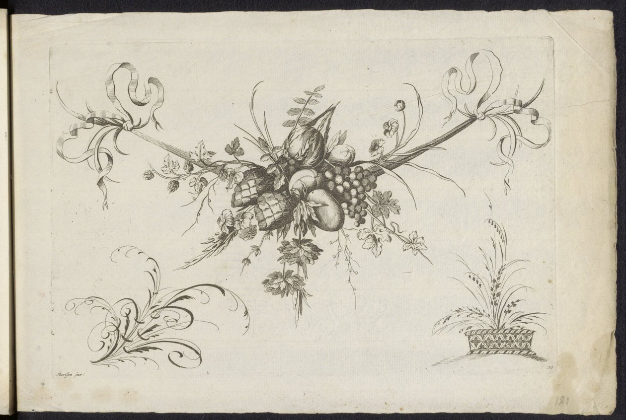 Festool van vruchten, bladeren en bloemen Inny nowy feston kwiatów i owoców (tytuł serii) autorstwa Friedrich Jacob Morisson