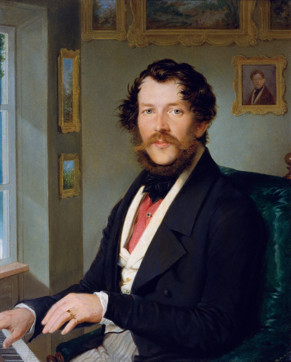 Portret dżentelmena przed fortepianem autorstwa Friedrich Johann Gottlieb Lieder