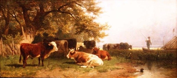Podlewanie bydła w krajobrazie autorstwa Friedrich Johann Voltz